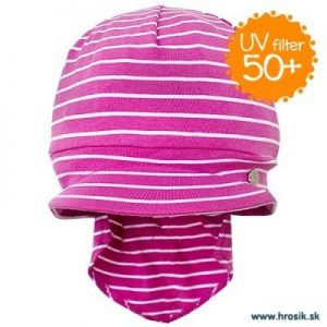 Jarná bavlnená čiapka s plachetkou pre dievčatá s UV 50+ fialová