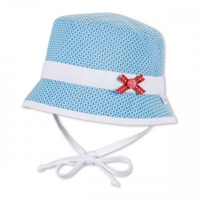 Letný bavlnený klobúčik pre dievčatá s UV 50+ modrý