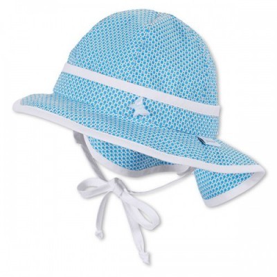 Letný bavlnený klobúčik pre dievčatá s UV 50+ modro-biely