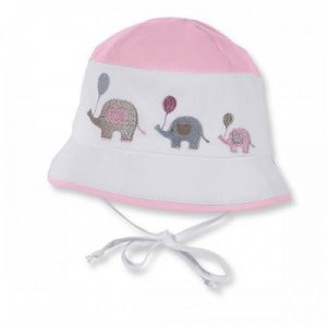 Letný bavlnený klobúčik s UV 50+ pre dievčatká ružovo-biely