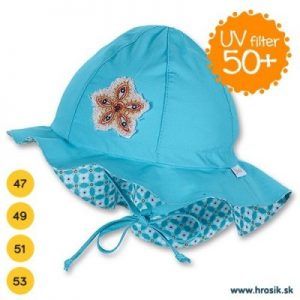 Letný bavlnený klobúčik pre chlapčekov s UV 50+ modrý