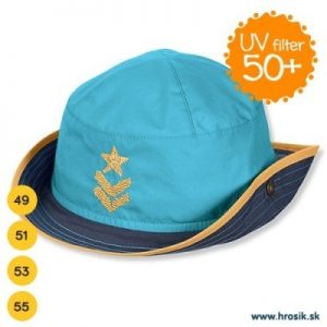 Letný bavlnený kovbojský klobúčik pre chlapcov s UV 50+ modrý