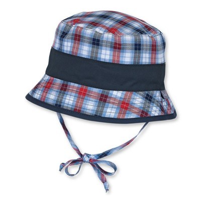Letný bavlnený klobúčik s UV 50+ pre chlapcov modro-červený