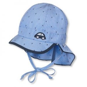 Letná bavlnená čiapka s plachetkou pre chlapcov s UV 50+ modrá