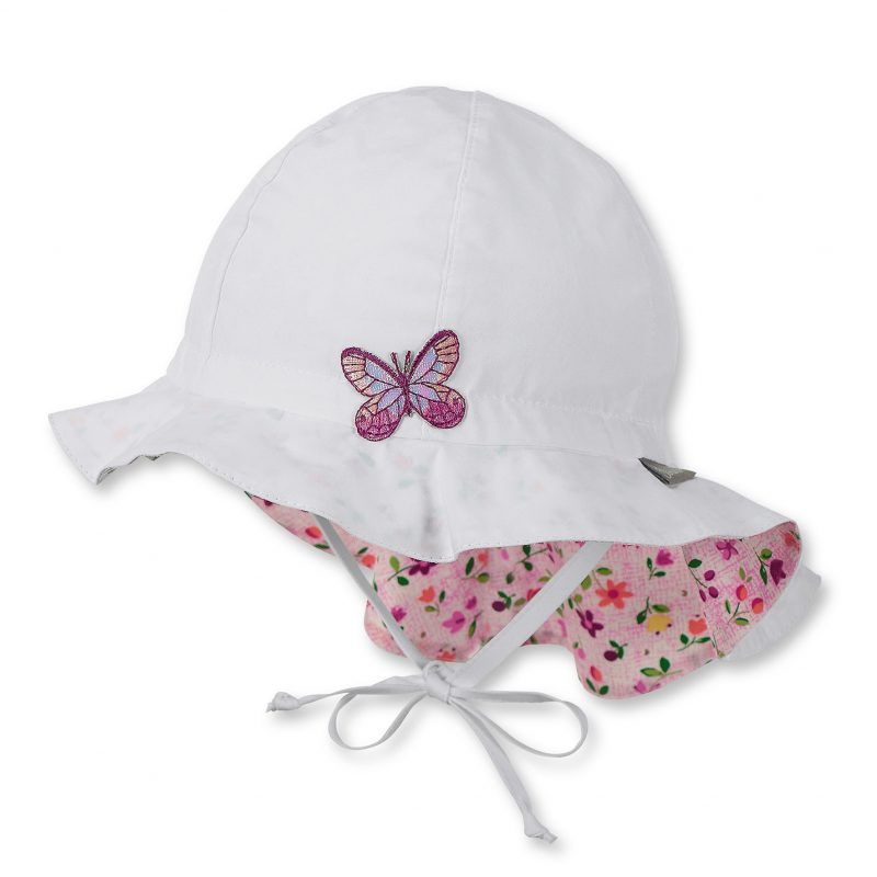 Letný bavlnený klobúčik s plachetkou pre dievčatá s UV 50+ biely