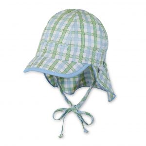 Letná bavlnená čiapka s plachetkou pre chlapcov s UV 50+ zeleno-modrá