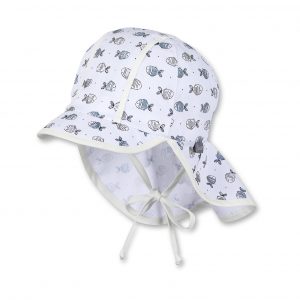 Letná čiapka s plachetkou pre chlapcov s UV 50+ biela