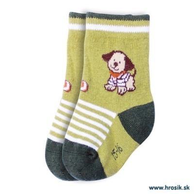 Detské ponožky so psíkom pre chlapcov zelené