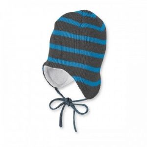 Zimná pletená čiapka s fútrom pre chlapcov sivo-modrá