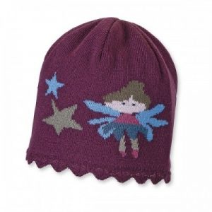 Zimná pletená čiapka pre dievčatá s vílou bordová