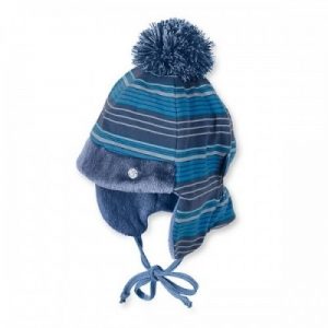 Zimná bavlnená čiapka na viazanie pre chlapcov modrá