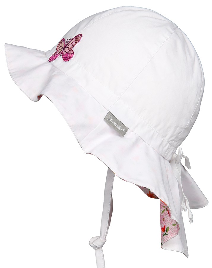 Letný bavlnený klobúčik s plachetkou pre dievčatá s UV 50+ biely