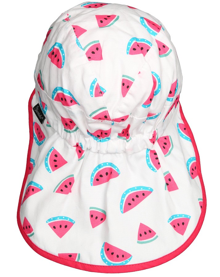 Letná bavlnená čiapka s plachetkou pre dievčatá s UV 50+ biela