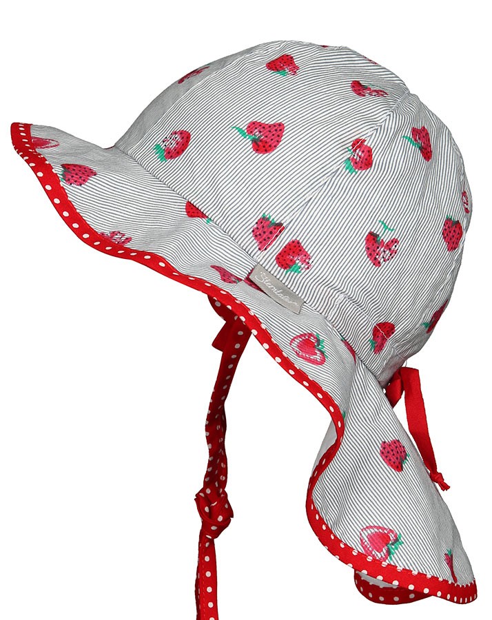 Letný bavlnený klobúk pre dievčatá s UV 30+ jahôdkový