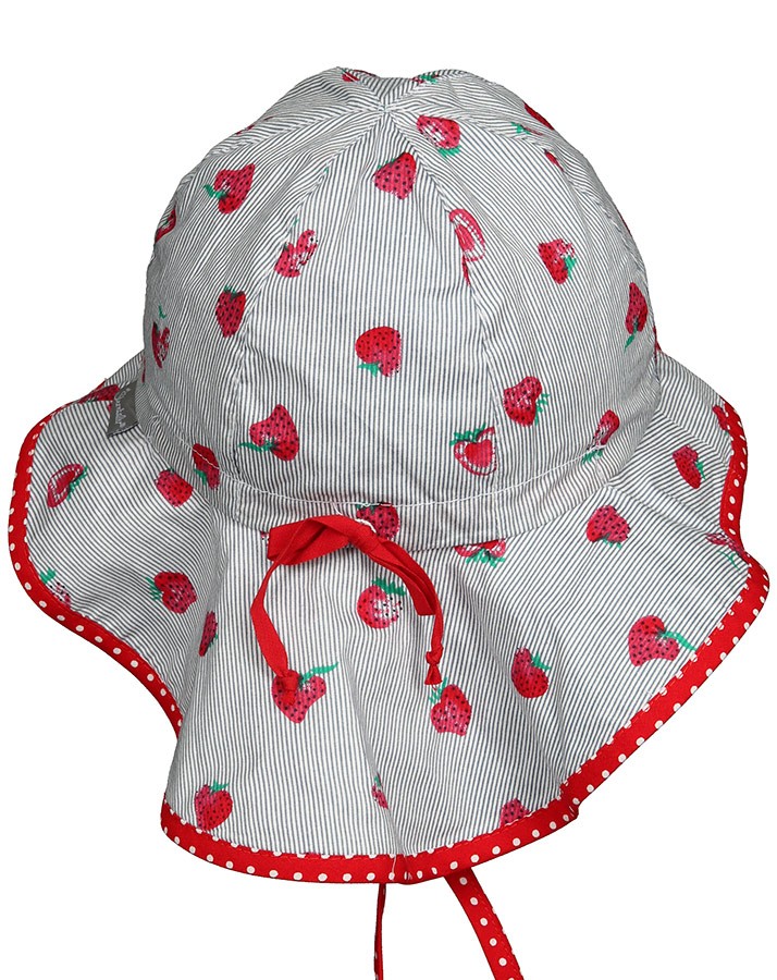 Letný bavlnený klobúk pre dievčatá s UV 30+ jahôdkový