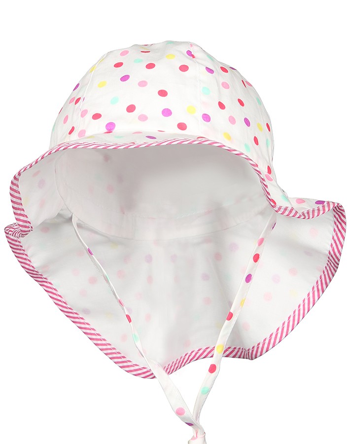 Letný bavlnený klobúk pre dievčatá s UV 30+ bodkovaný